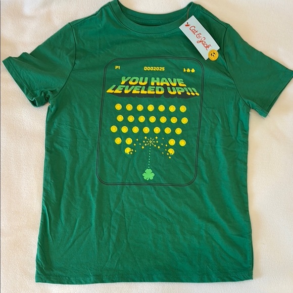 Cat & Jack Green and Yellow Short Sleeve Tee Size 10-12 Boy NWT - Picture 1 of 5